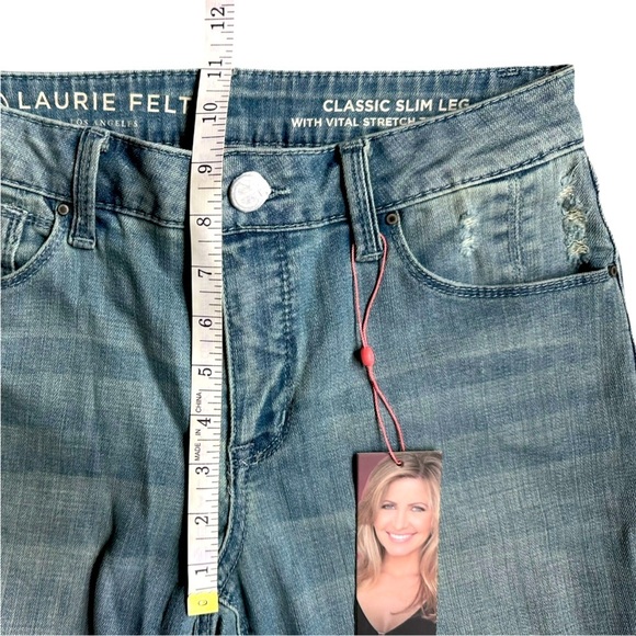 Laurie Felt - Classic Denim Ripped Slim Leg Jeans Size 4  NWT - Picture 13 of 14